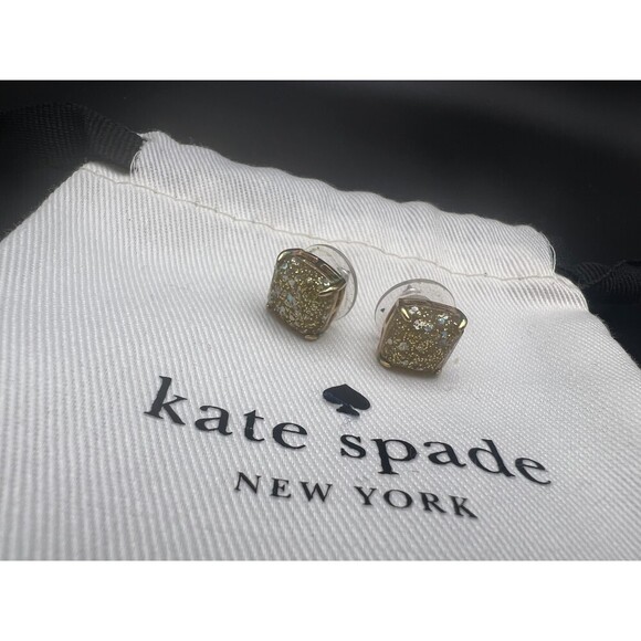 KATE Spade Gold Sparkle Stud Earrings NWT - Picture 12 of 13